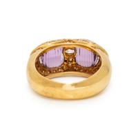 YELLOW GOLD, AMETHYST, AND DIAMOND RING