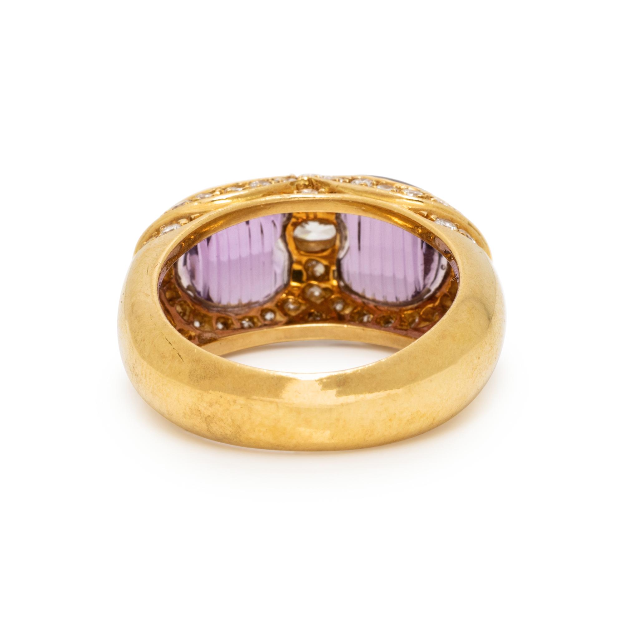 YELLOW GOLD, AMETHYST, AND DIAMOND RING
