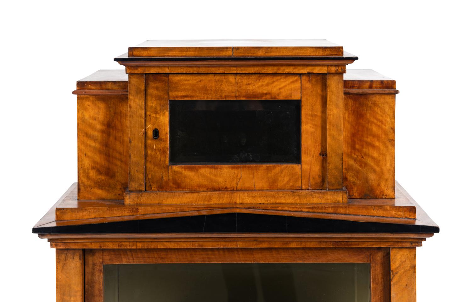 A Biedermeier Maple Vitrine Cabinet