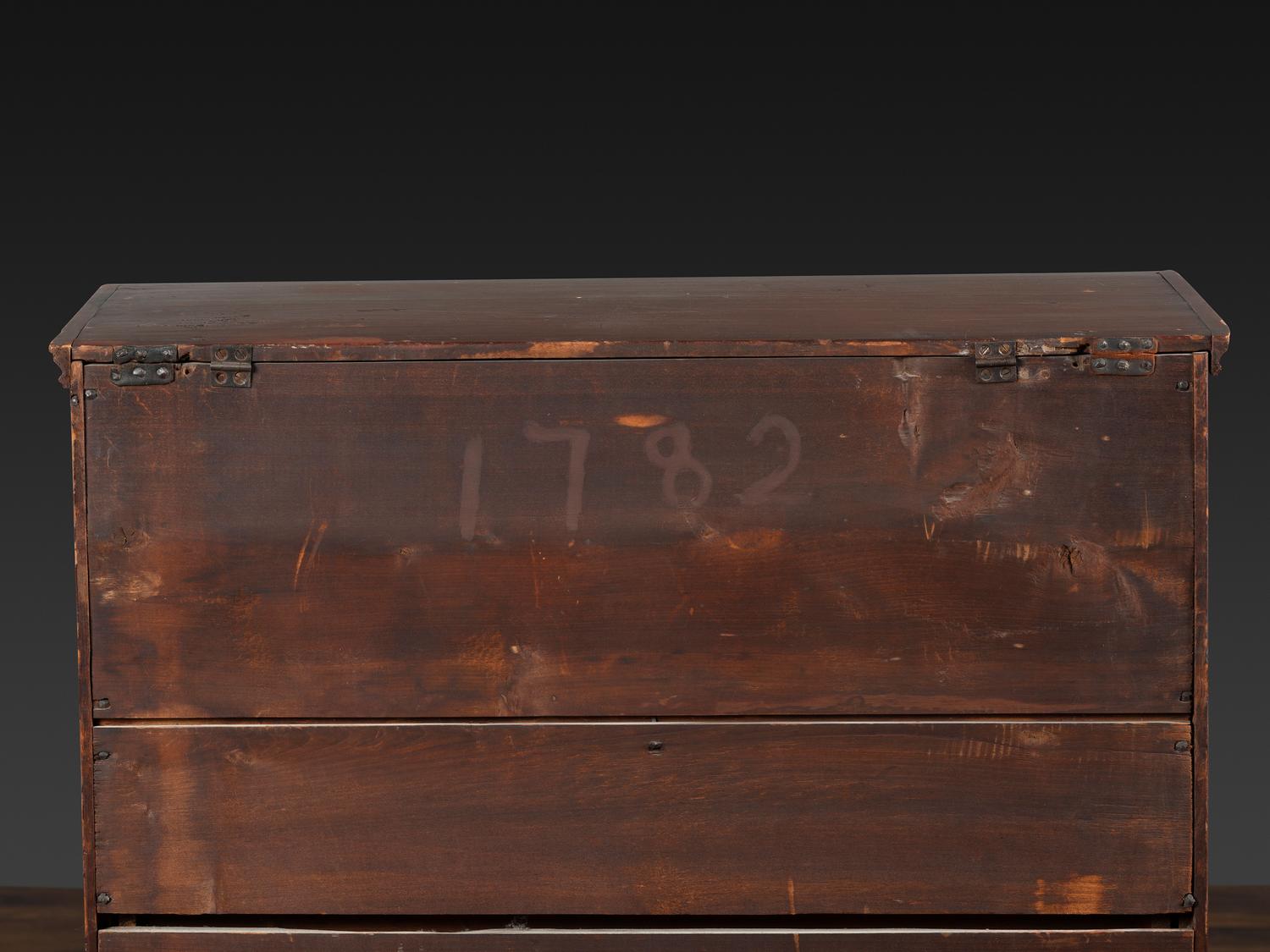 A William and Mary Red Painted Poplar Two-Drawer Blanket Chest