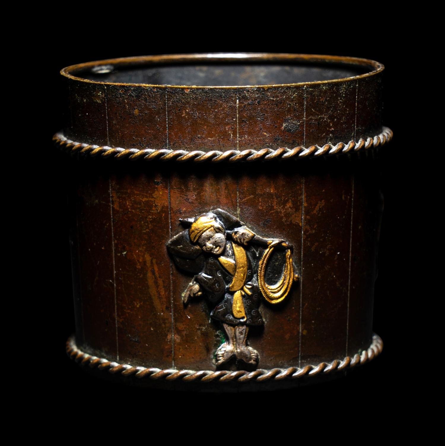 A Japanese Mixed-Metal Bucket-Form Holder