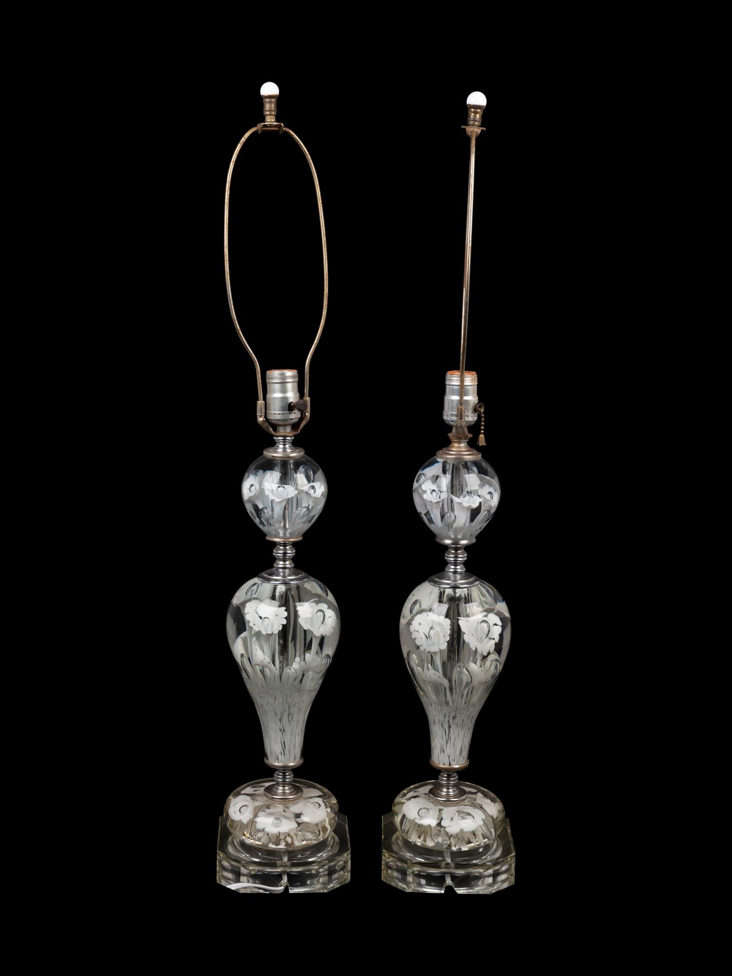 A Pair of St. Clair Paperweight Table Lamps