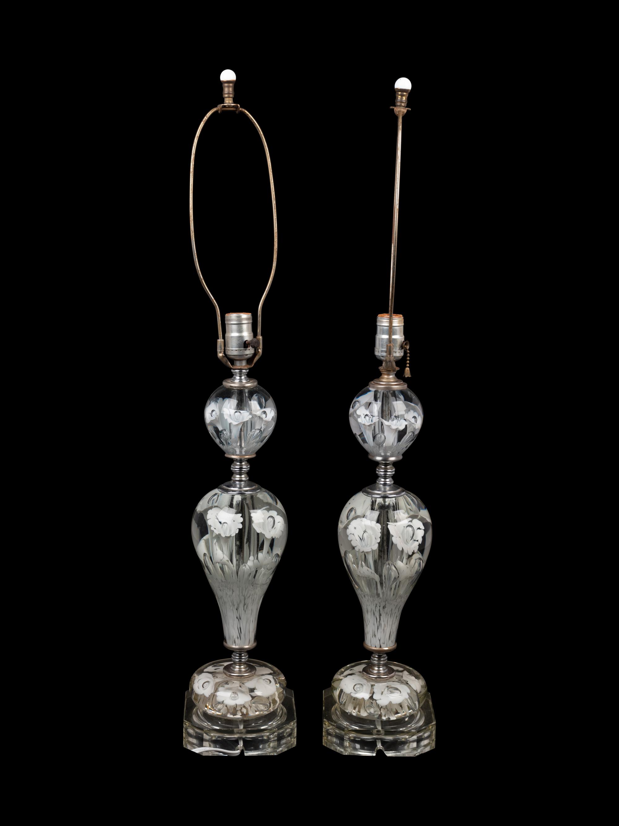 A Pair of St. Clair Paperweight Table Lamps
