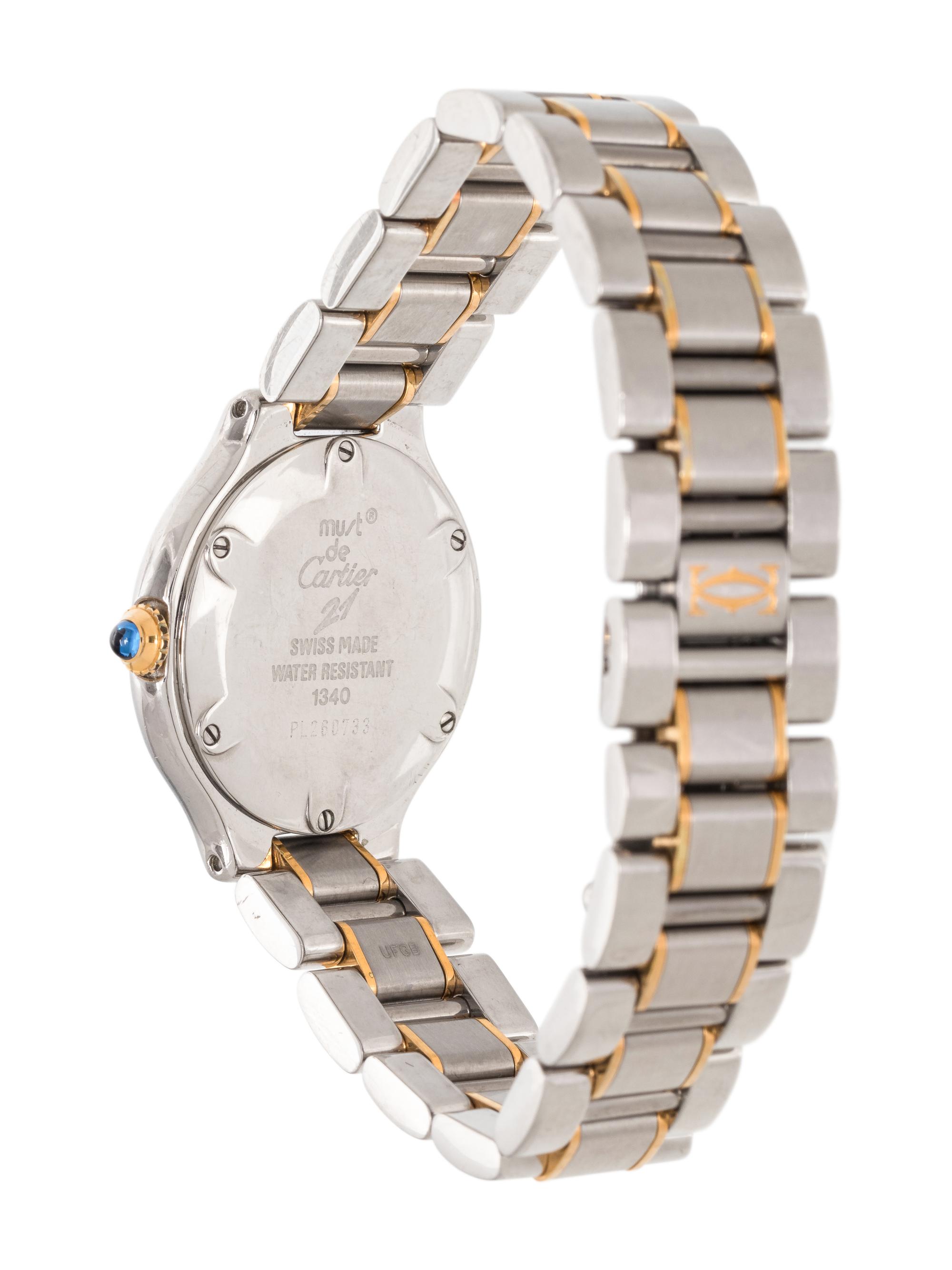 CARTIER, REF. 1340 STAINLESS STEEL AND YELLOW GOLD 'MUST DE CARTIER 21' WRISTWATCH
