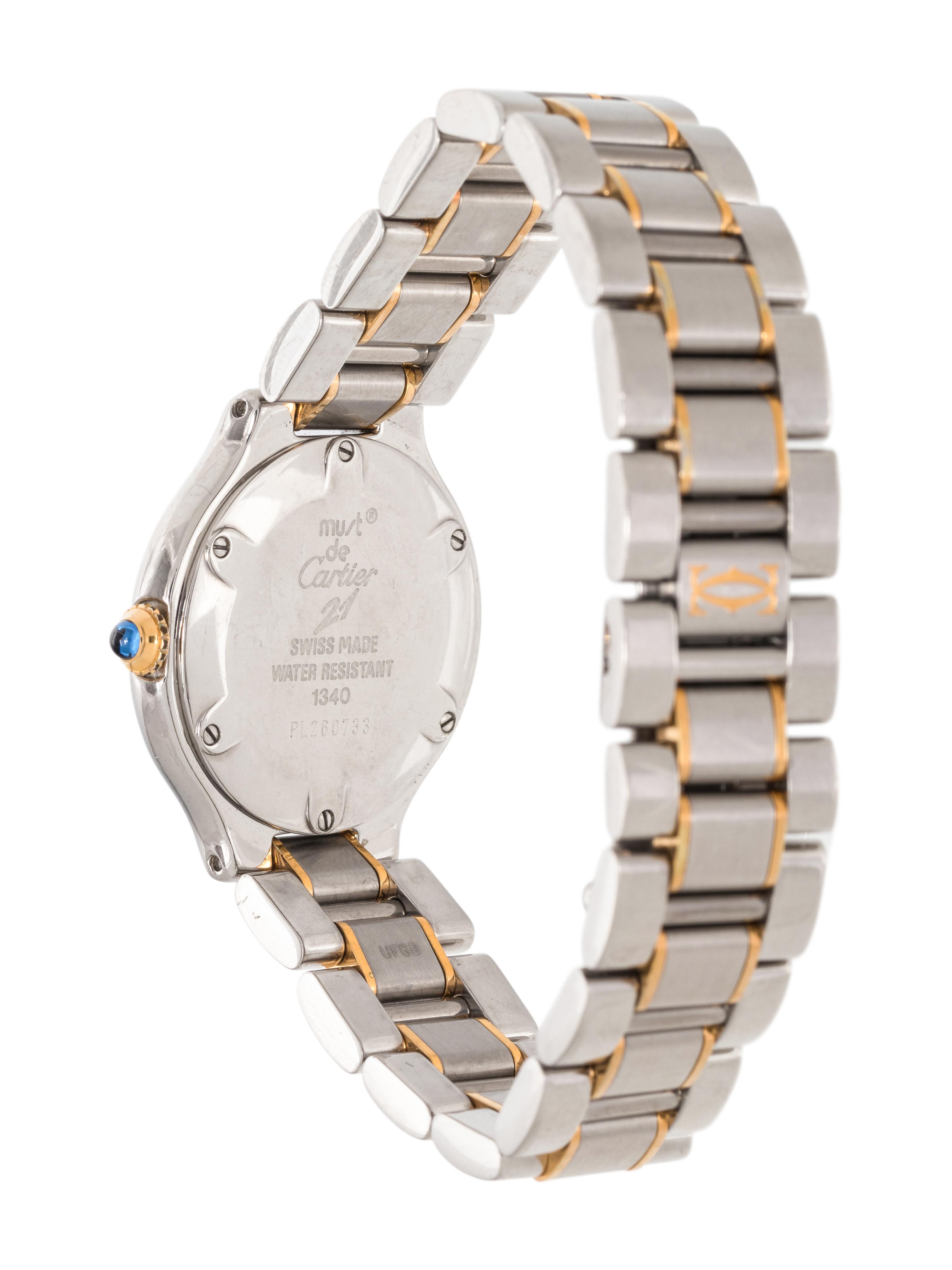 CARTIER, REF. 1340 STAINLESS STEEL AND YELLOW GOLD 'MUST DE CARTIER 21' WRISTWATCH
