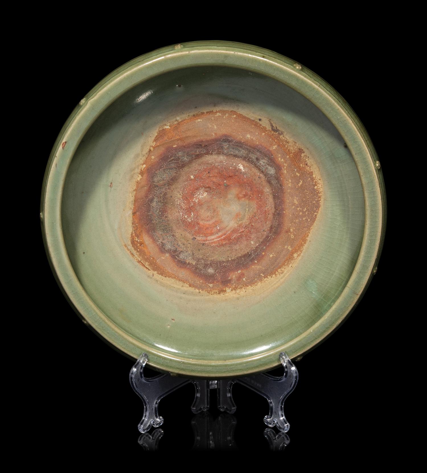 A Chinese Longquan Celadon Glazed Porcelain Tripod Censer