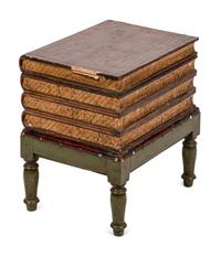 A French Painted and Paper Veneered Faux Book-Form Table