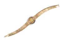 A 14 Karat Yellow Gold, Diamond and Sapphire Wristwatch, MOBA, 9.60 dwts.