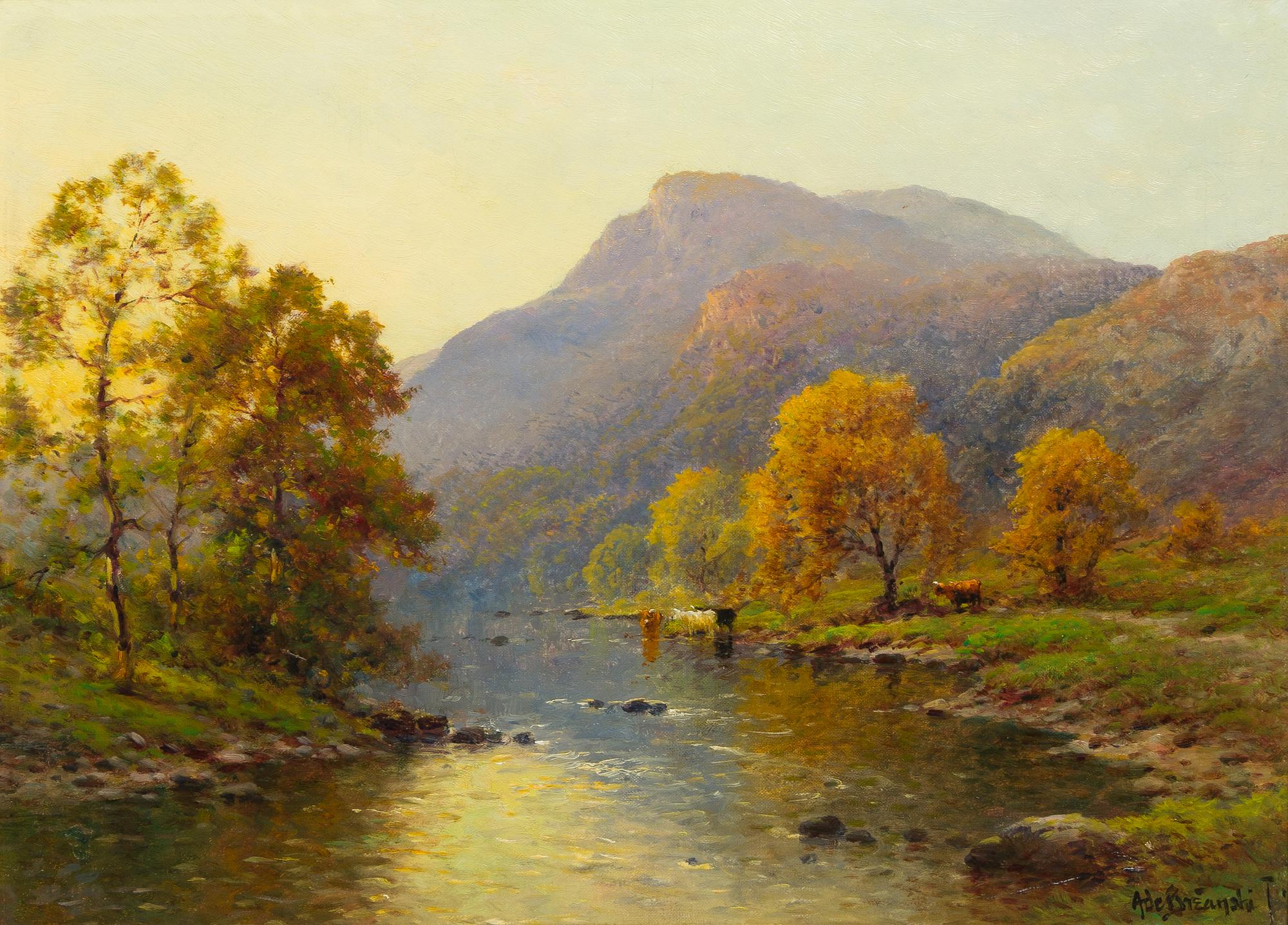 Alfred Fontville de Breanski Jr, (British, 1877-1955), Fall Landscape with Cows