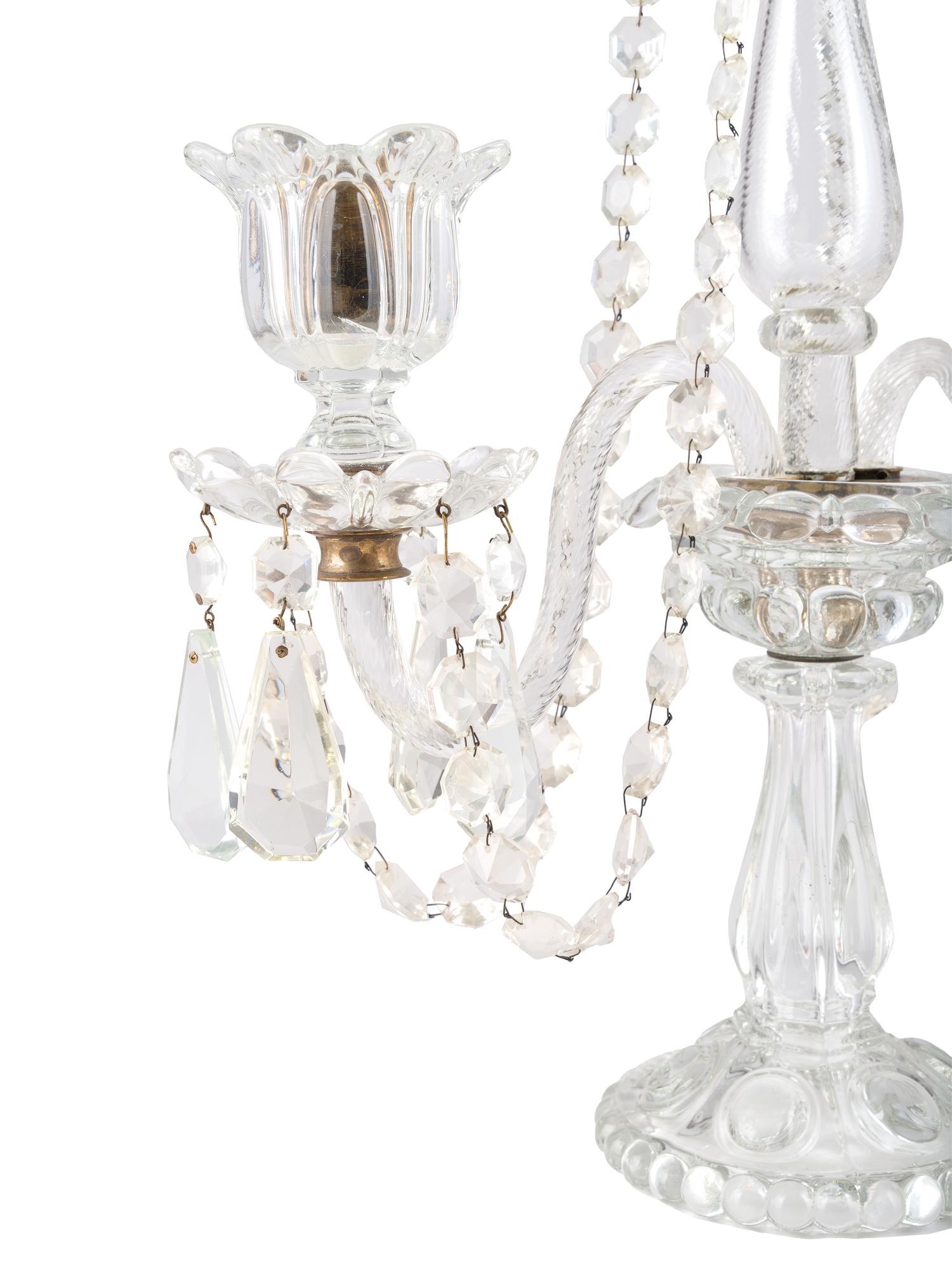 A Neoclassical Cut-Crystal Two-Light Candelabrum