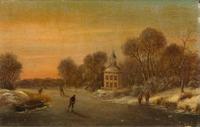 Anna Boch, (Belgian, 1848-1933), Winter Landscape with Ice Skaters