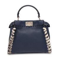 Fendi, Mini Peekaboo Bag in Navy Leather & Python