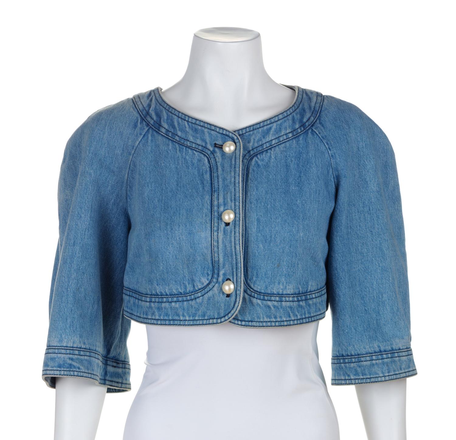A Chanel Light Denim Bolero, Size 42.