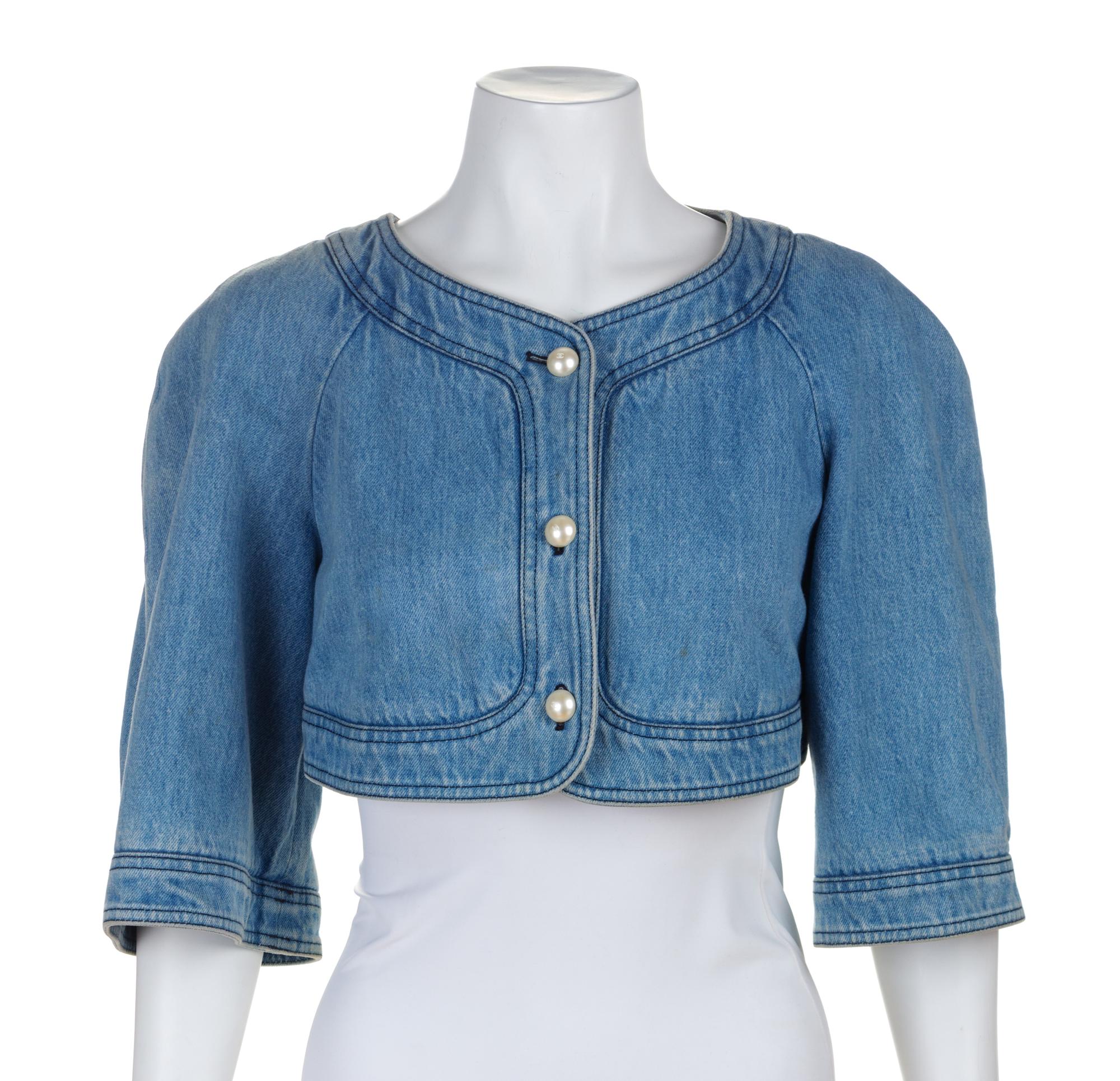 A Chanel Light Denim Bolero, Size 42.