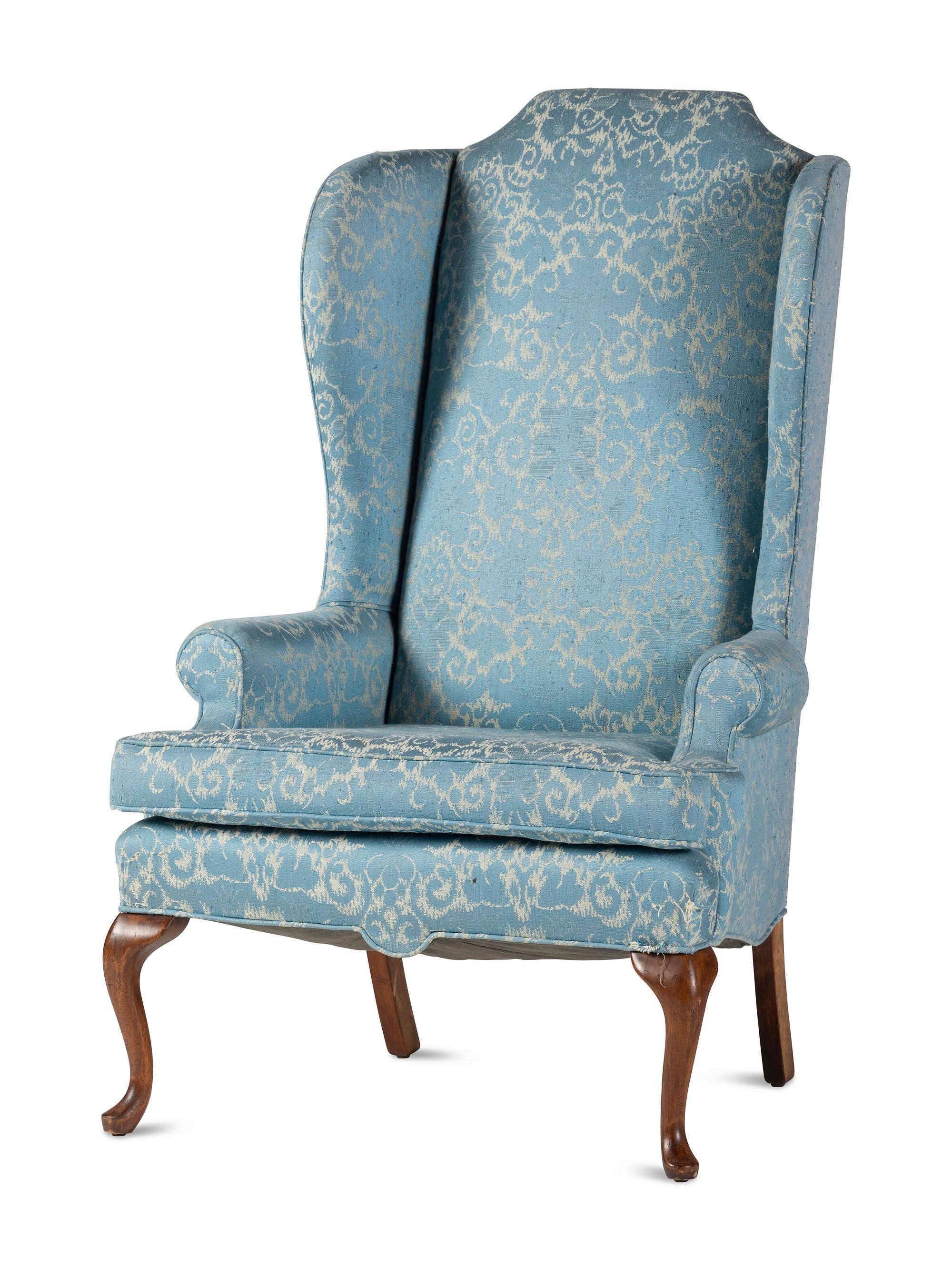 A Queen Anne Style Mahogany Wingback Chair