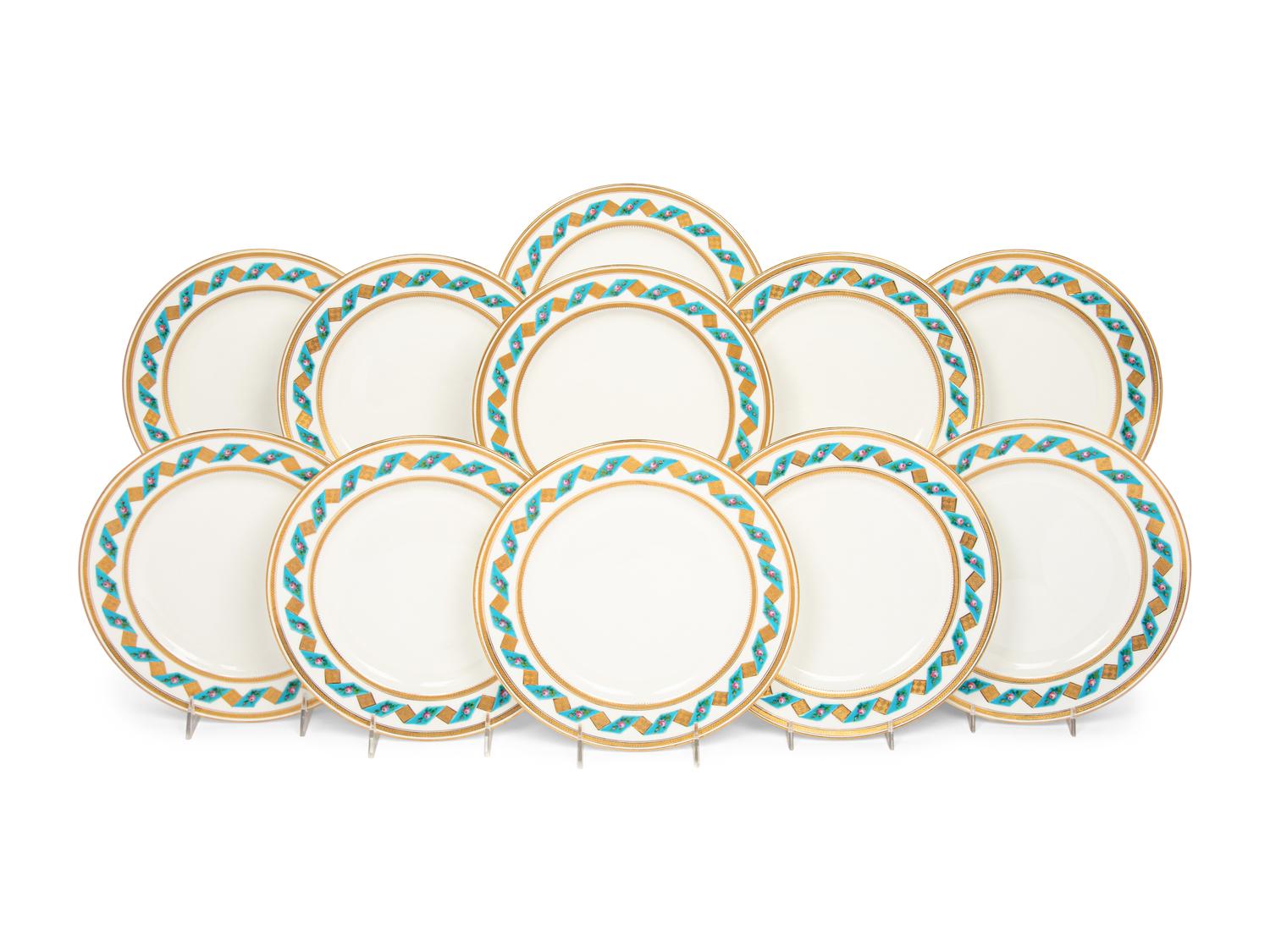 A Set of Eleven Minton Porcelain Plates