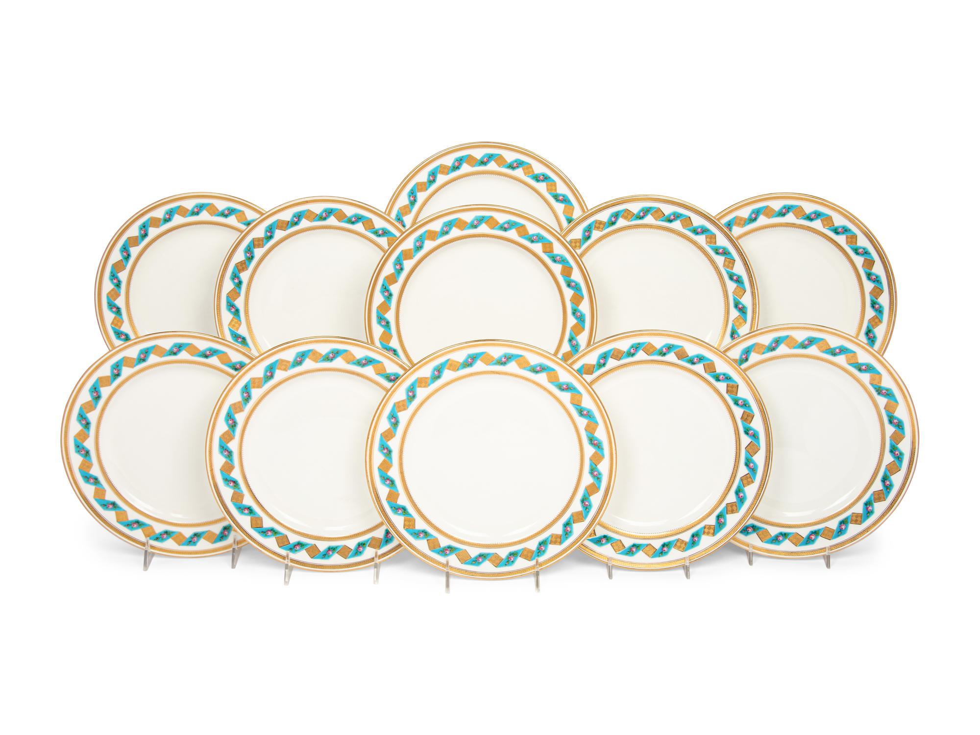 A Set of Eleven Minton Porcelain Plates