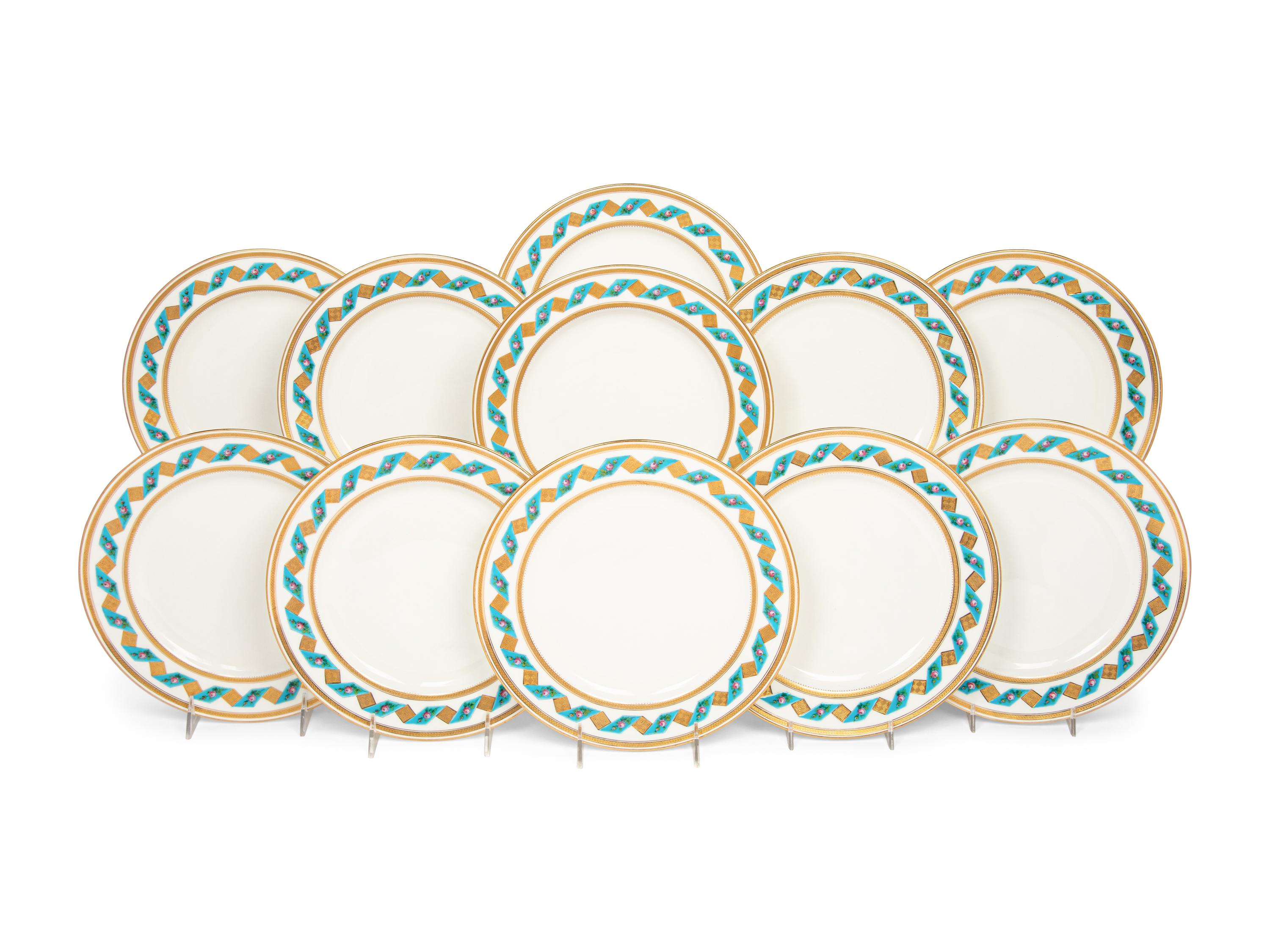 A Set of Eleven Minton Porcelain Plates