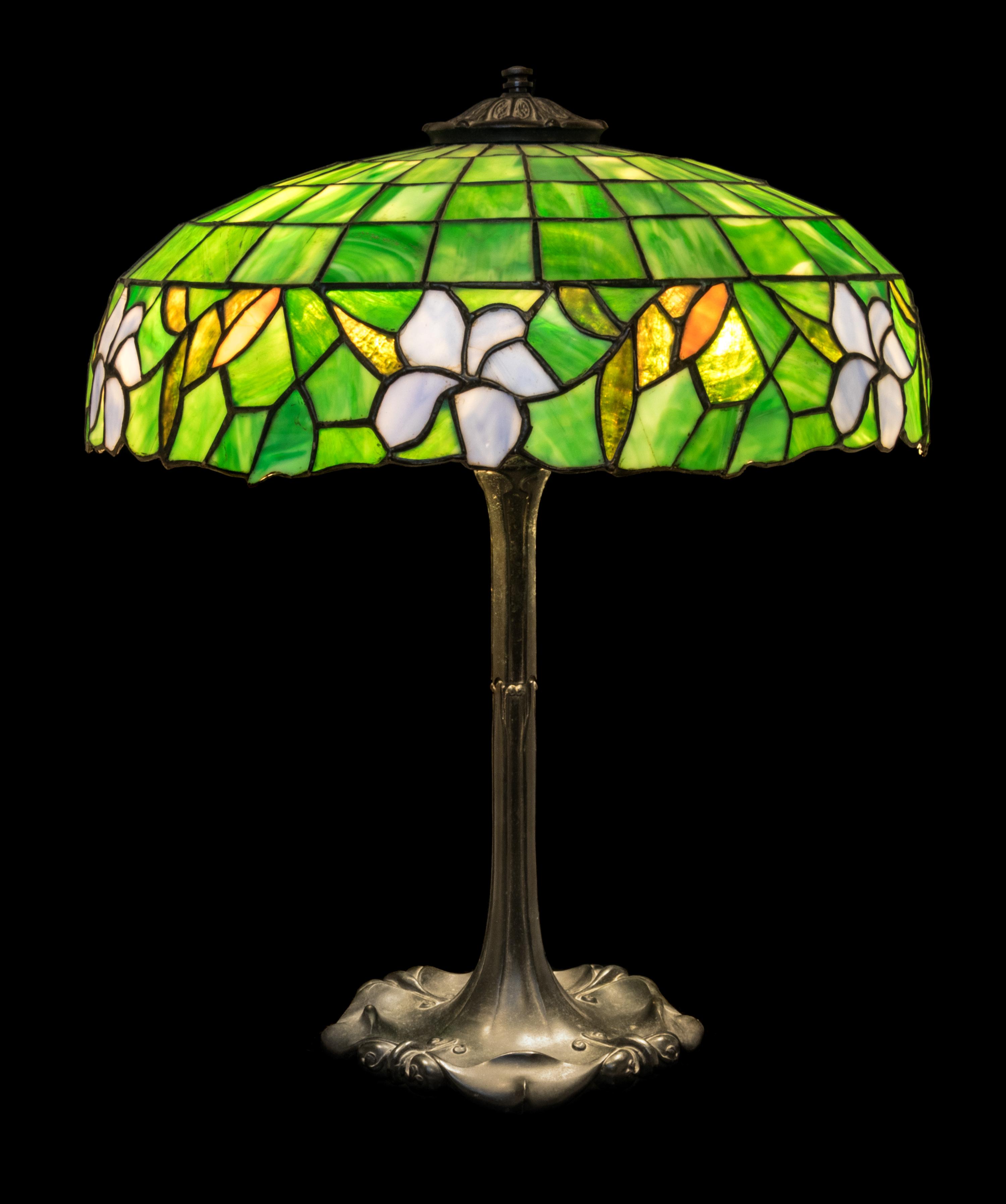Table Lamp with Leaded Glass Shade