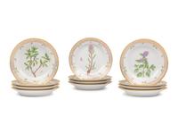 A Set of Twelve Royal Copenhagen Flora Danica Porcelain Salad Plates