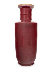 A Large Chinese Sang-de-Boeuf Glazed Porcelain Rouleau Vase