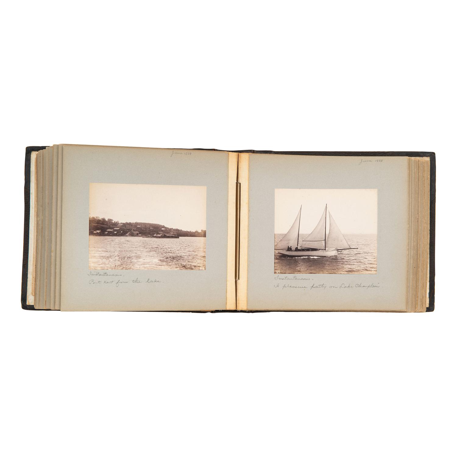 [EARLY PHOTOGRAPHY]. Photo album documenting trip to Upstate New York and Eastern Islands. N.p., June-August 1888.
