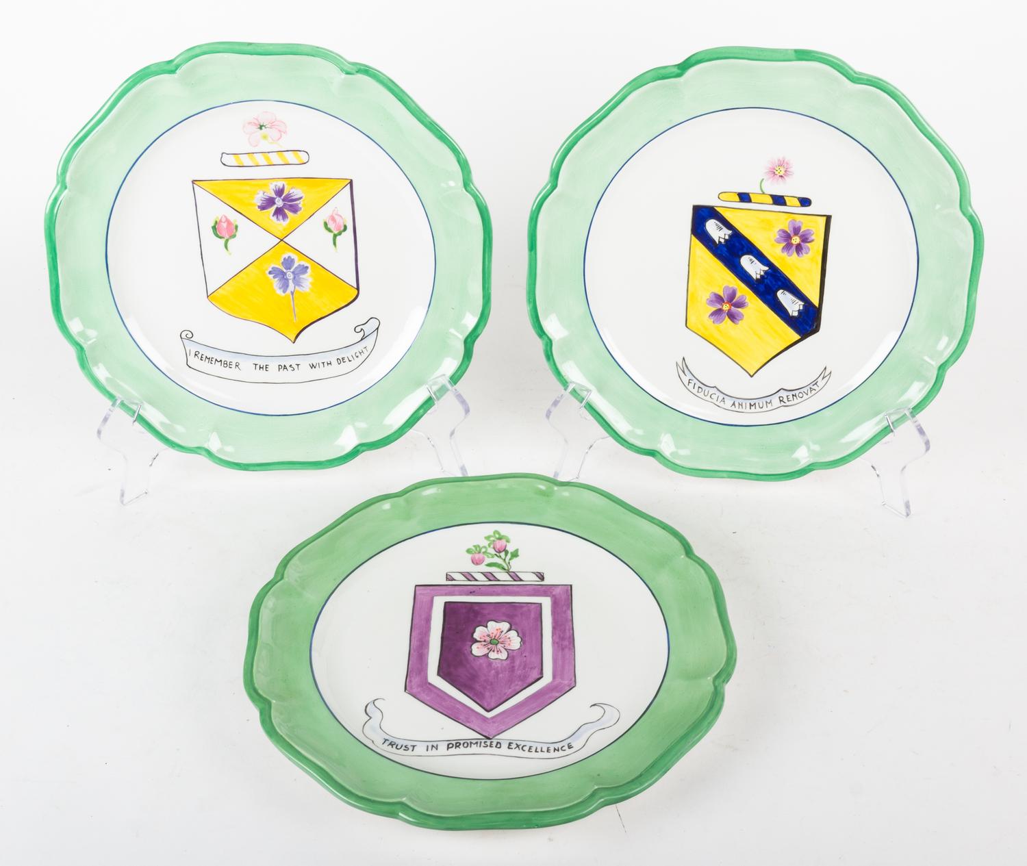 A Set of Twenty-Six Italian Ceramic Armorial Chargers Diameter 12 inches.