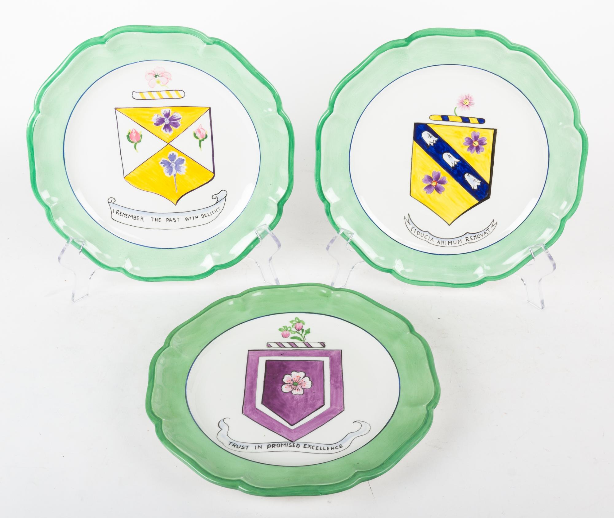 A Set of Twenty-Six Italian Ceramic Armorial Chargers Diameter 12 inches.