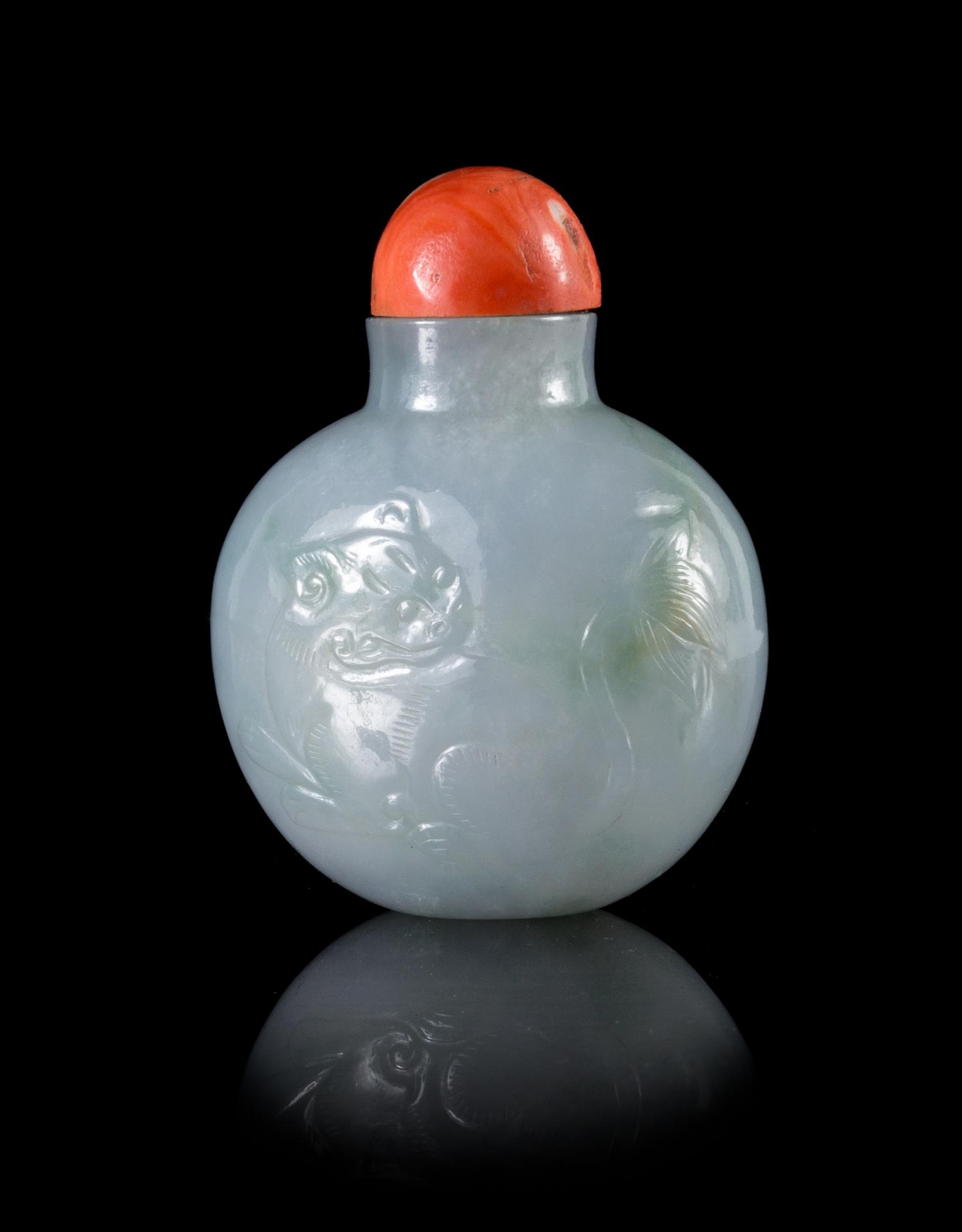 A Jadeite Snuff Bottle Height 2 1/2 inches.