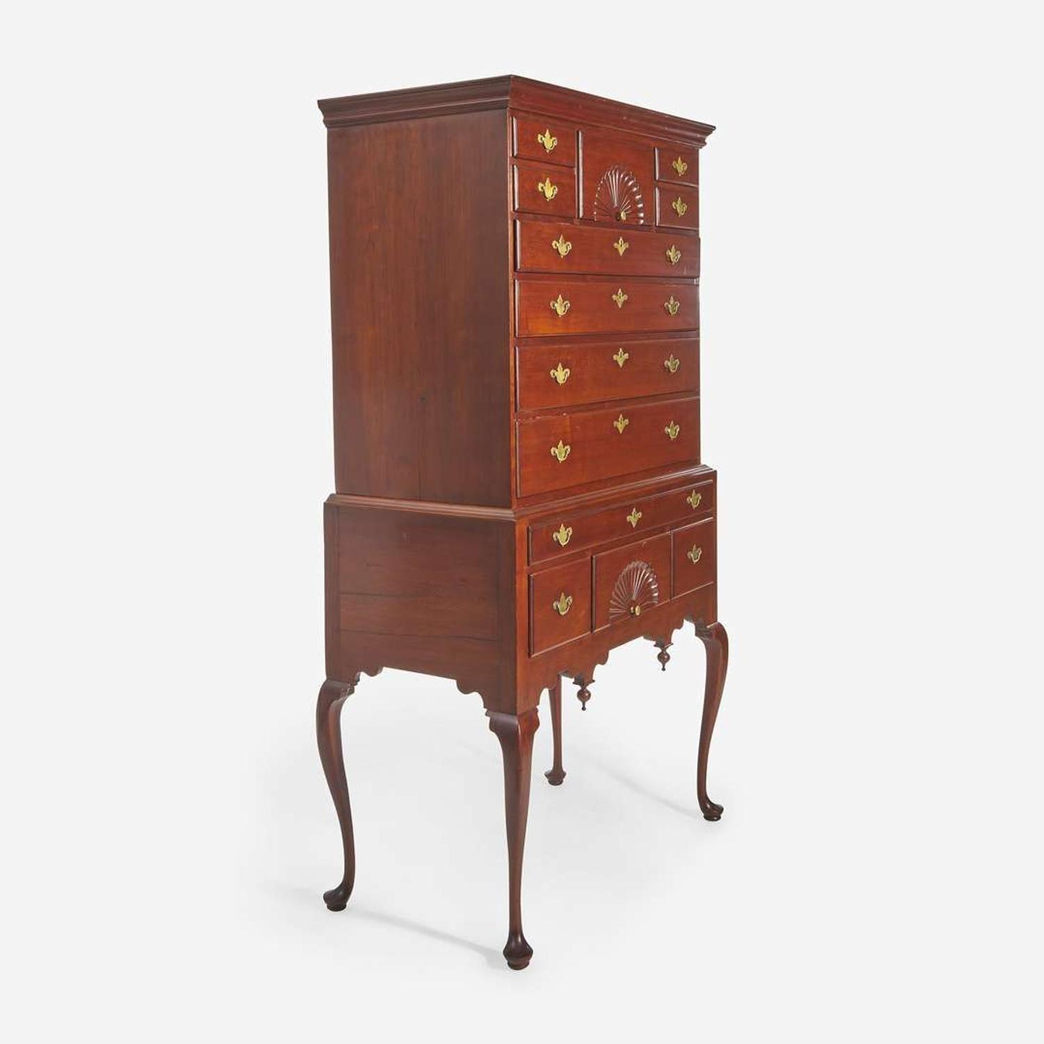 The Kellogg/Belden Family Queen Anne carved cherry high chest Wethersfield, Connecticut, circa 1765-1790