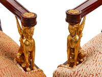 A Pair of Empire Style Gilt-Bronze-Mounted Mahogany Fauteuils