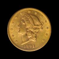 A United States 1891-S Liberty Head $20 Gold Coin