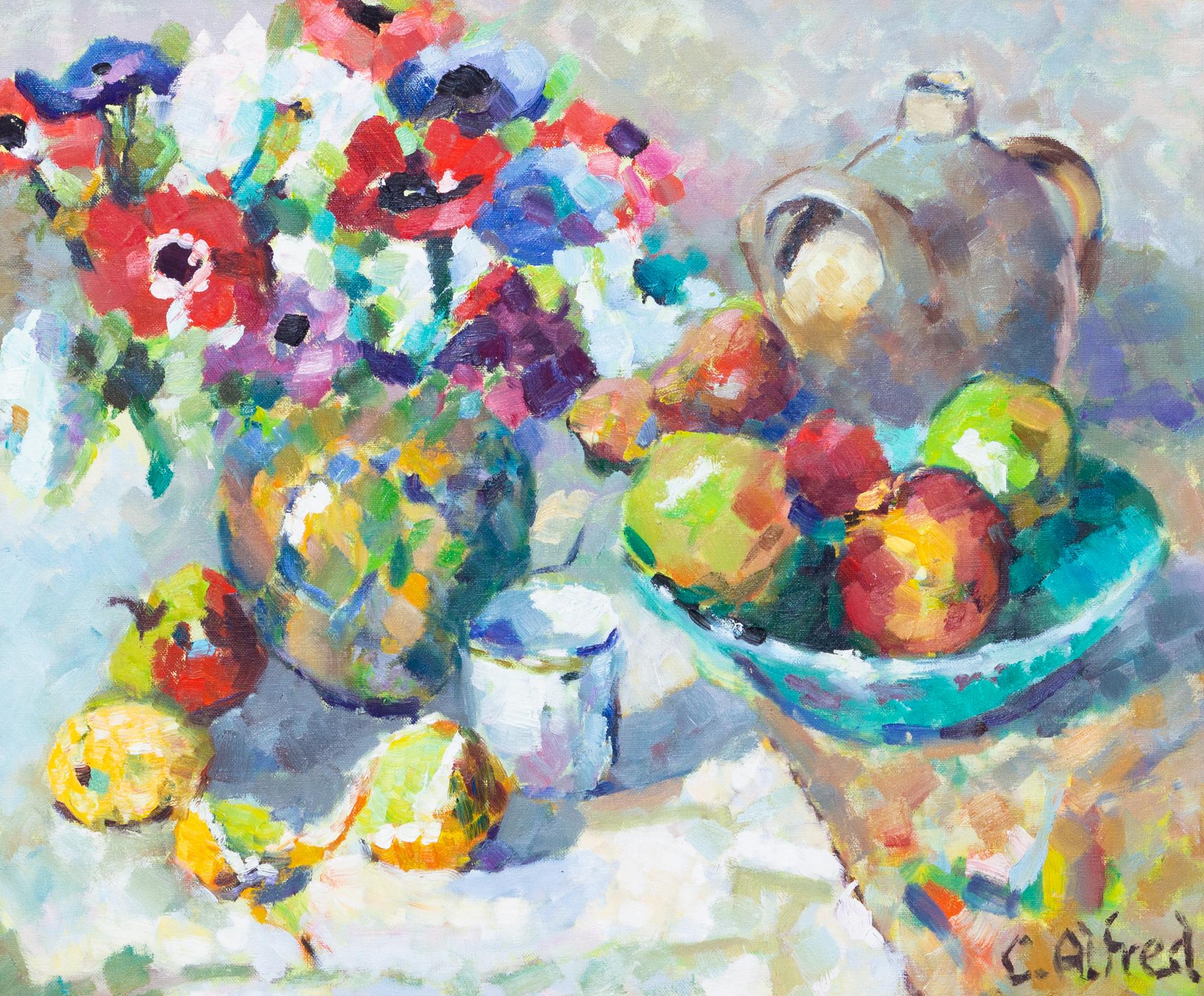 Artist Unknown, (20th/21st century), Still Life, Flowers and Fruit, 1985