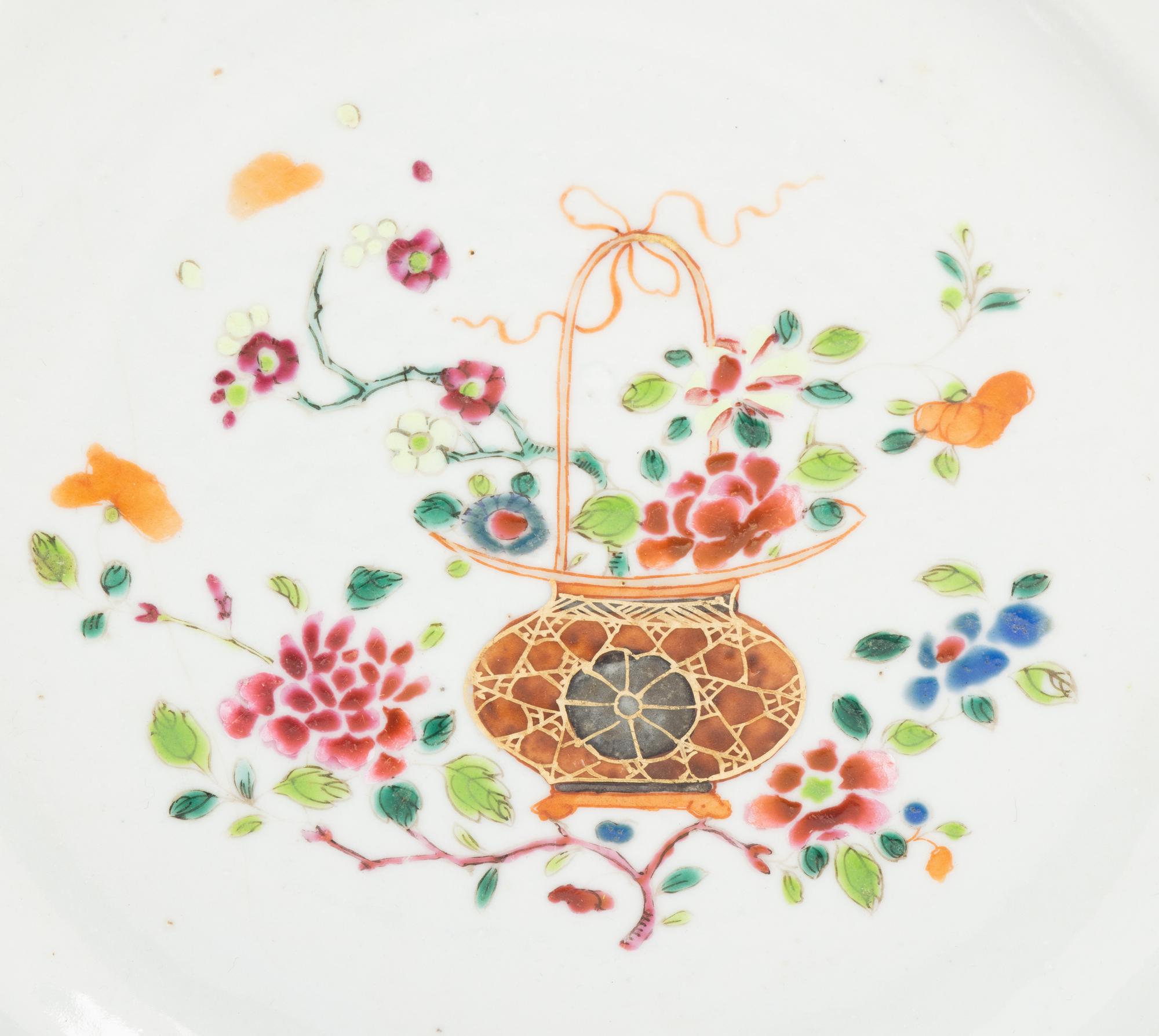 Five Chinese Export Famille Rose Porcelain Plates