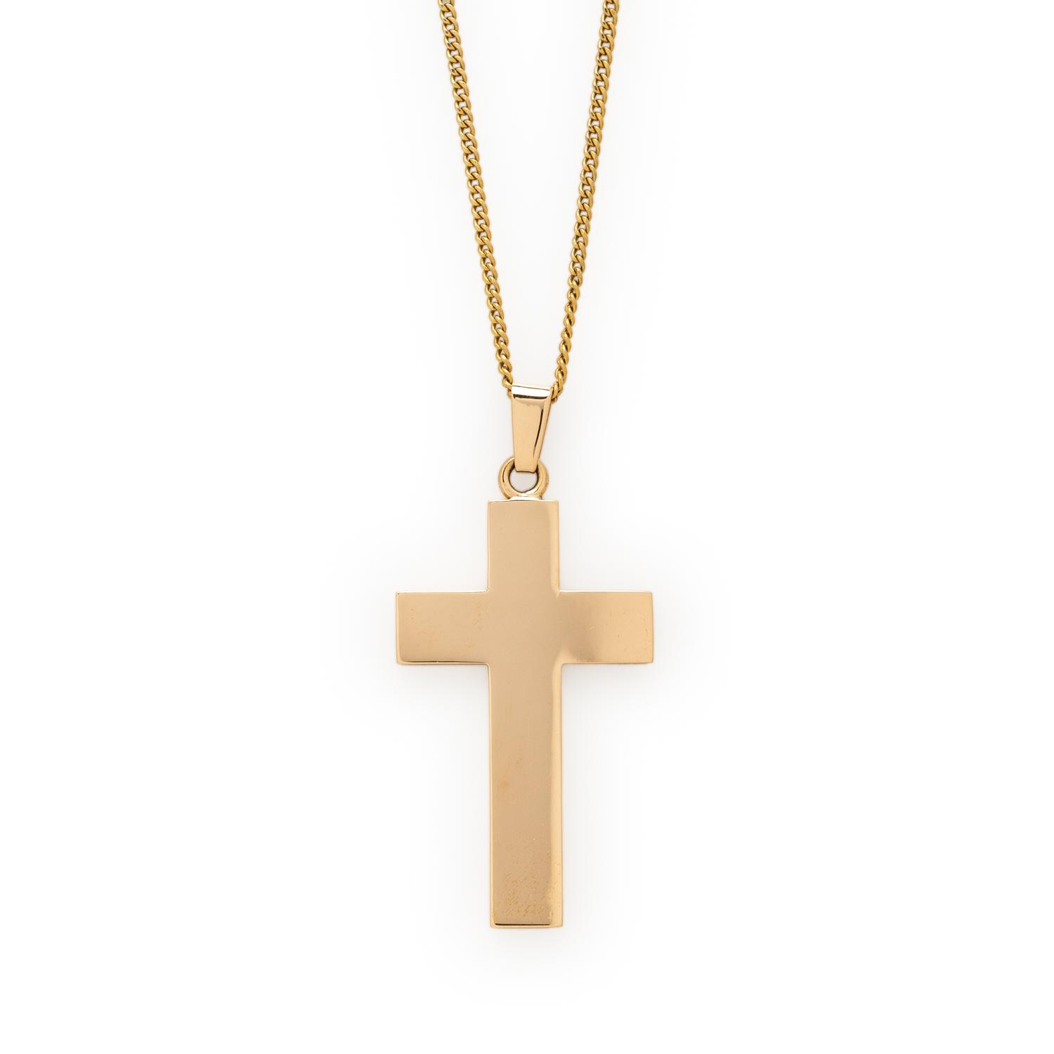 YELLOW GOLD CROSS PENDANT NECKLACE
