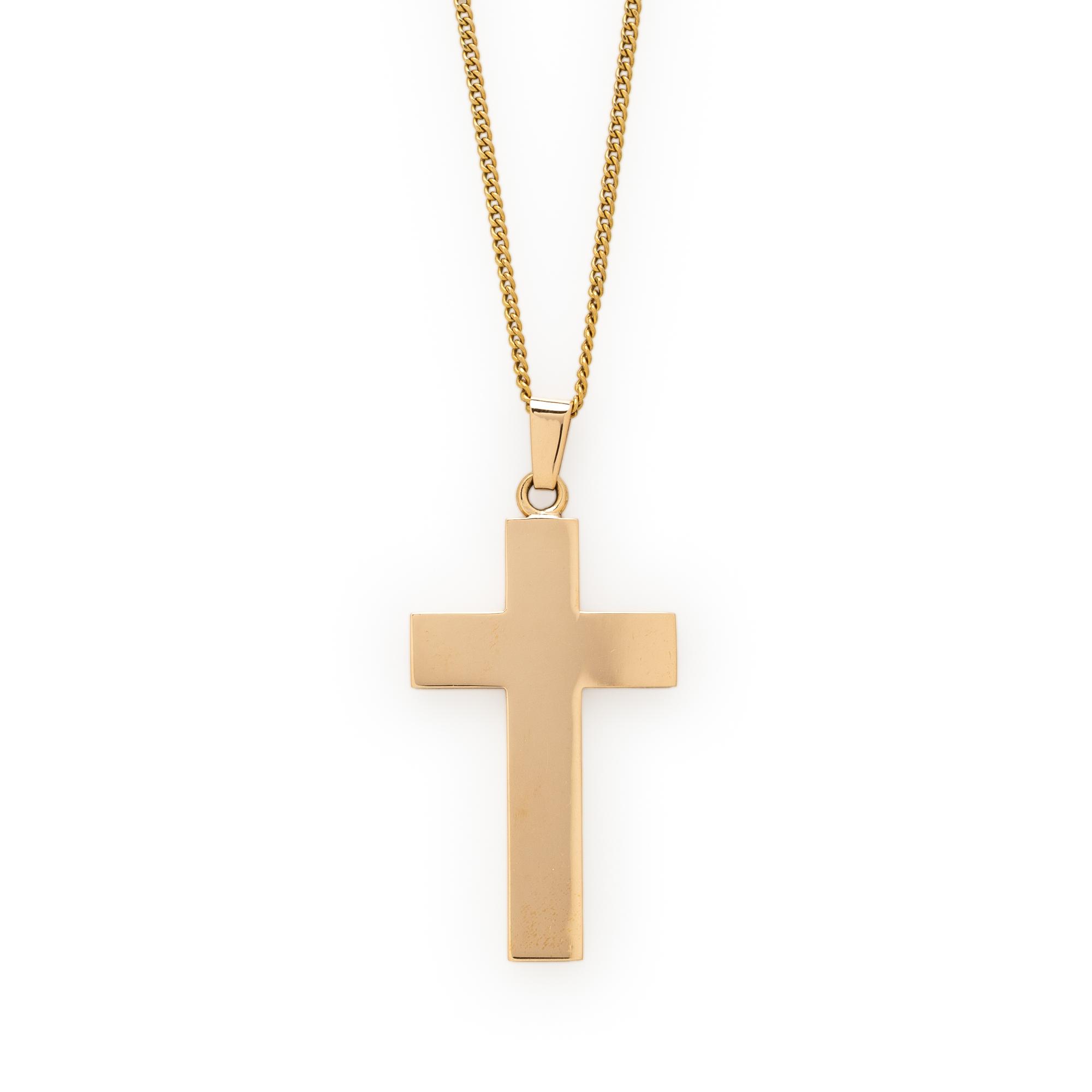 YELLOW GOLD CROSS PENDANT NECKLACE