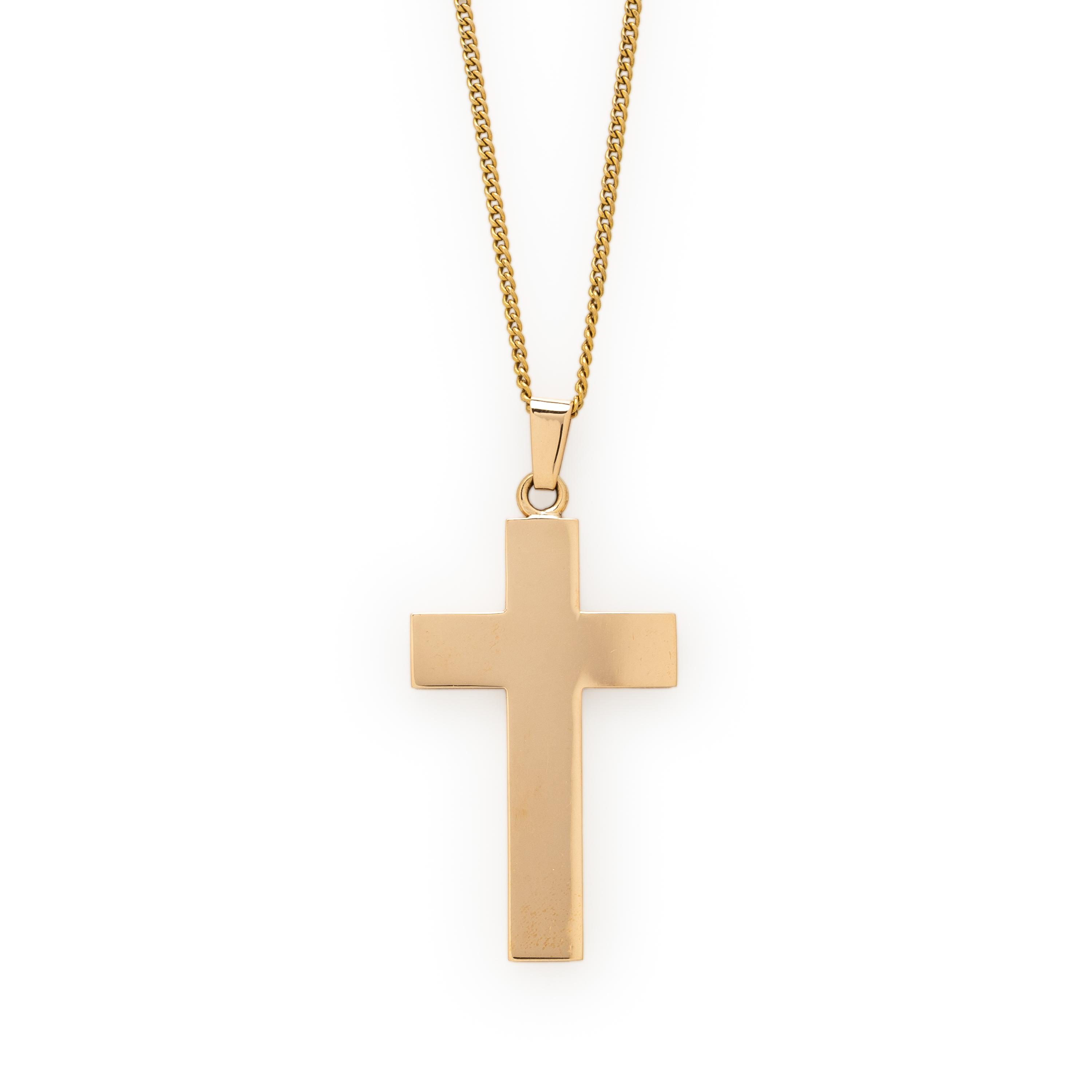 YELLOW GOLD CROSS PENDANT NECKLACE