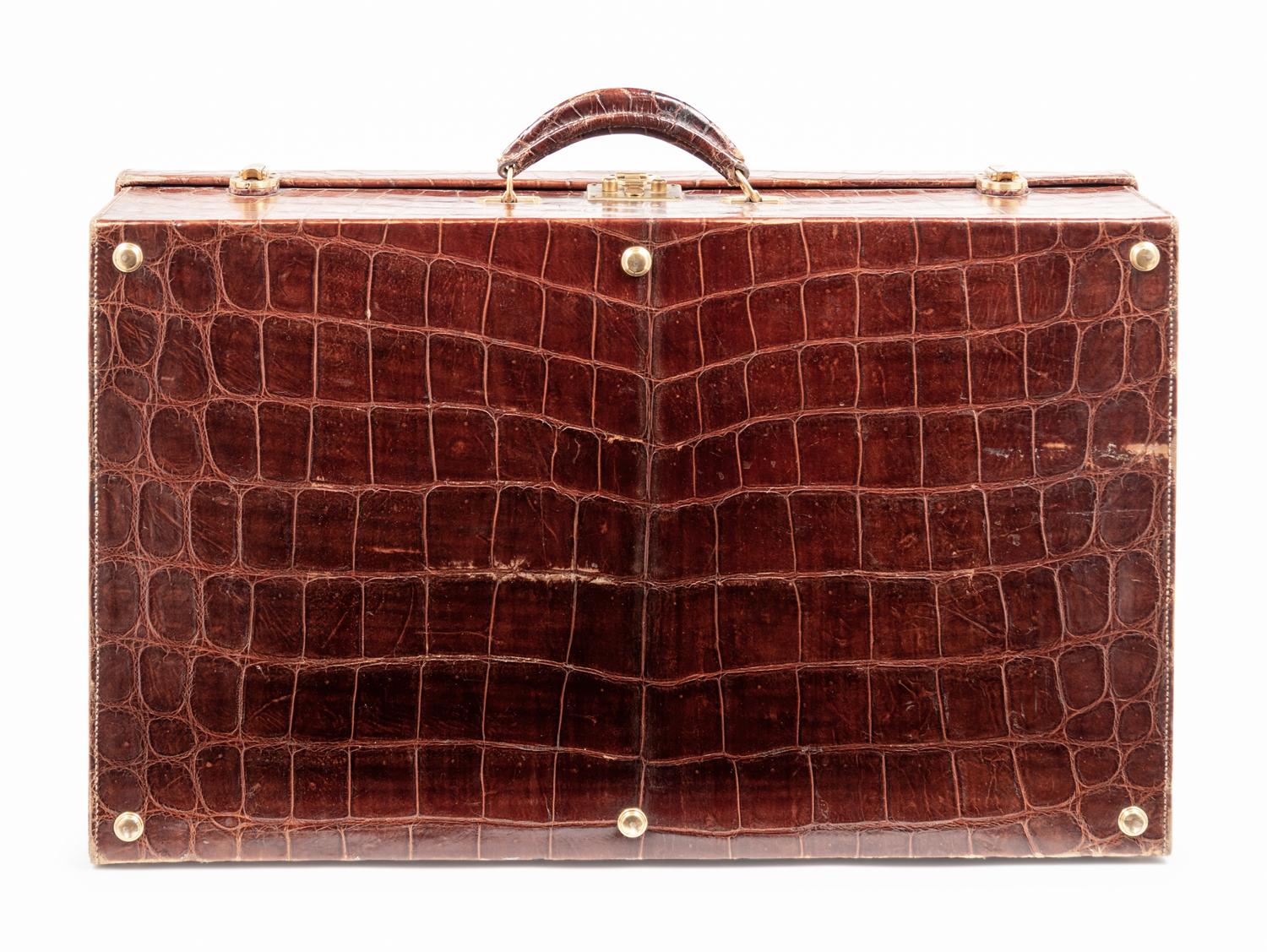 Hermès Brown Crocodile Suitcase, 1960-1980s