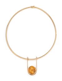 YELLOW GOLD AND CITRINE PENDANT/NECKLACE