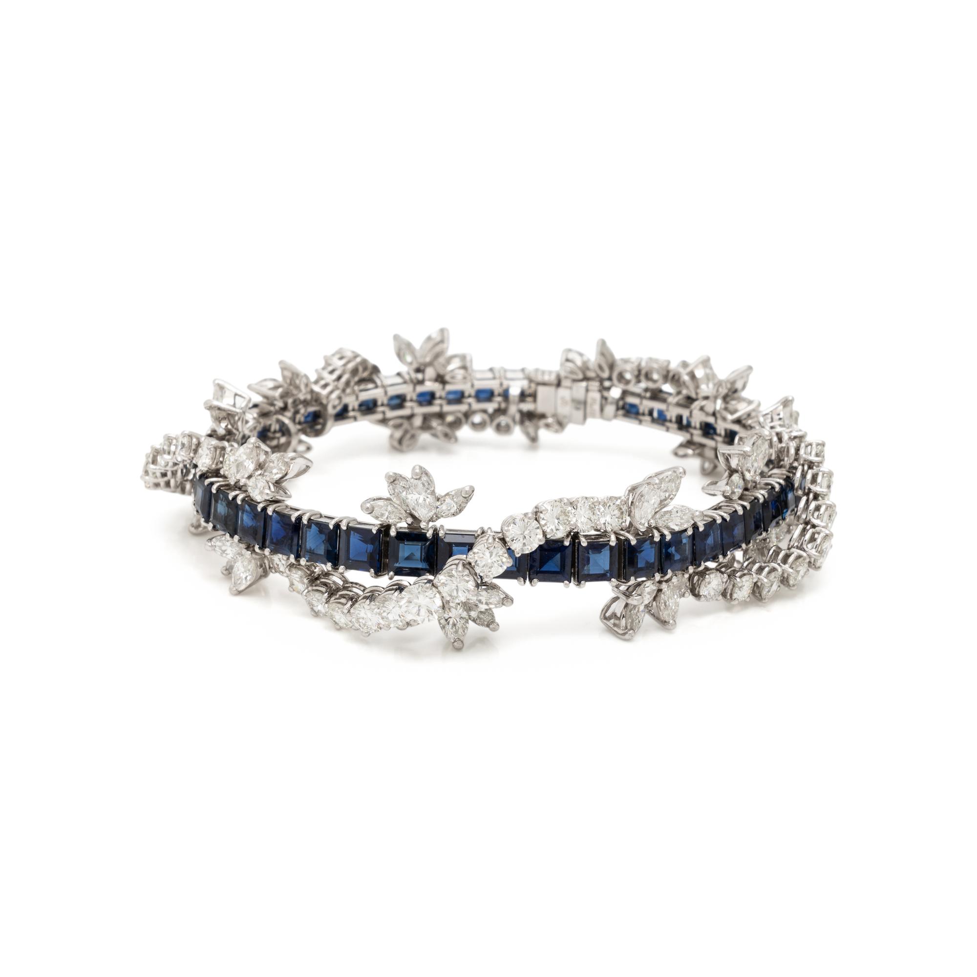 Diamond, Sapphire, and Platinum Bracelet