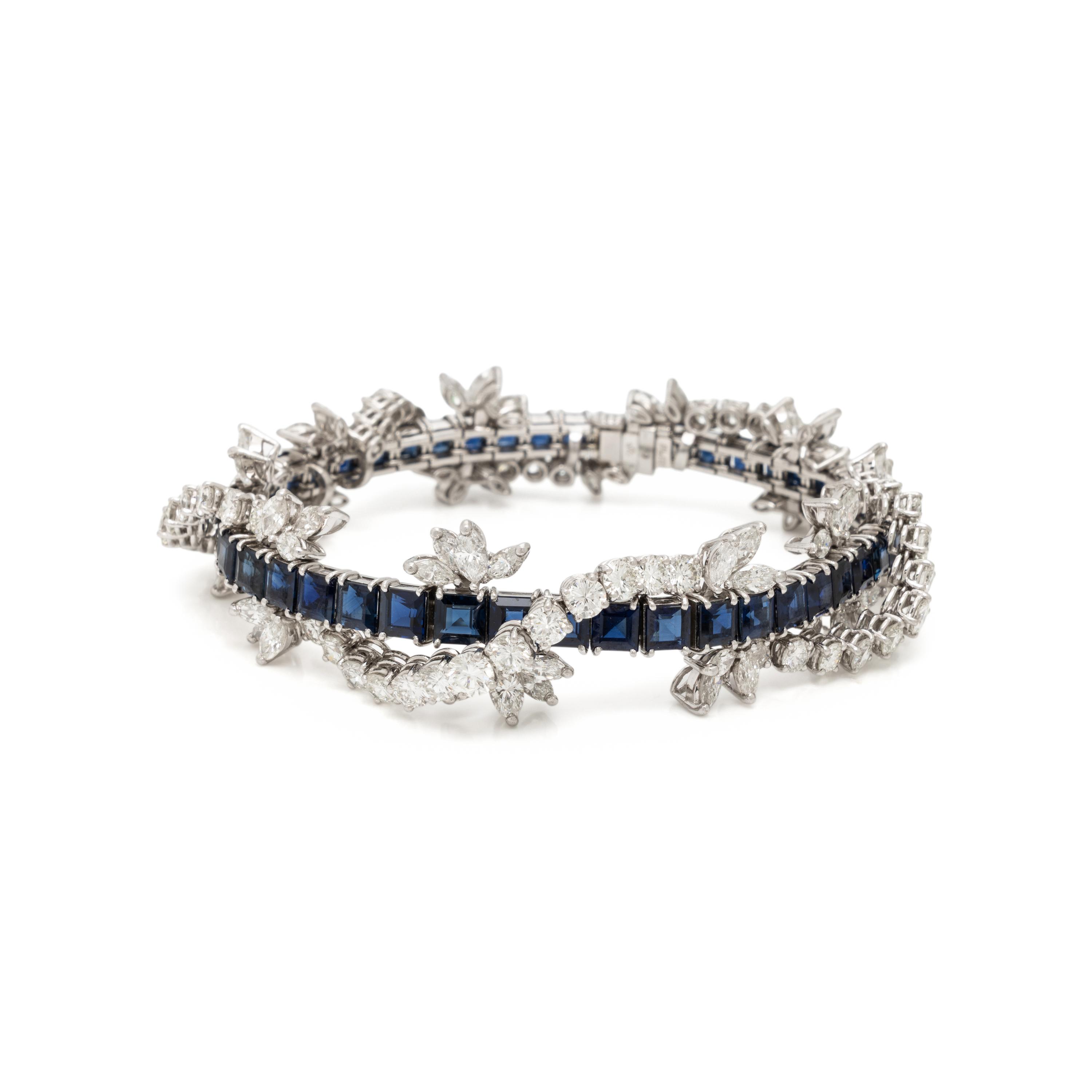 Diamond, Sapphire, and Platinum Bracelet