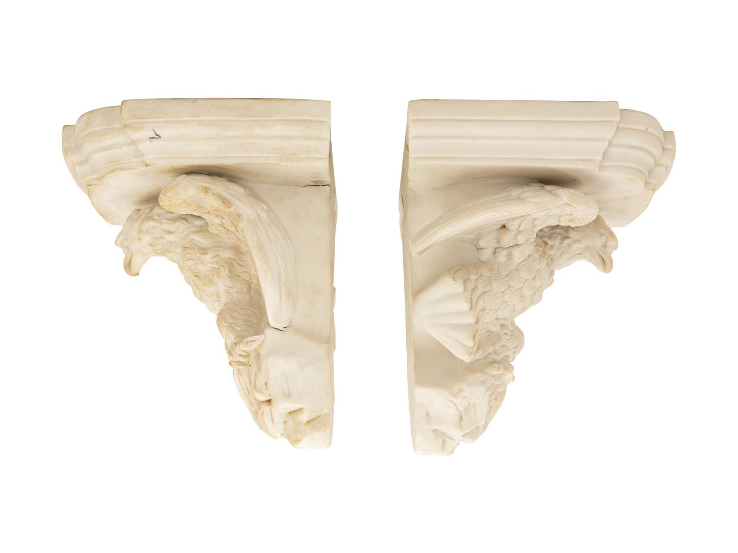 A Pair of Parianware Eagle-Form Wall Brackets