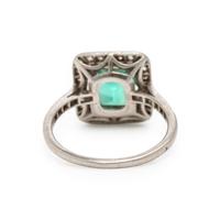 Art Deco, French, Colombian Emerald, Diamond, and Platinum Ring