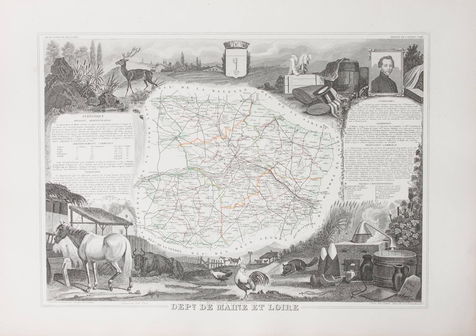 A Collection of Twelve French Engravings, 19TH CENTURY, comprising maps of wine-producing regions from Atlas National Illustre, unframe