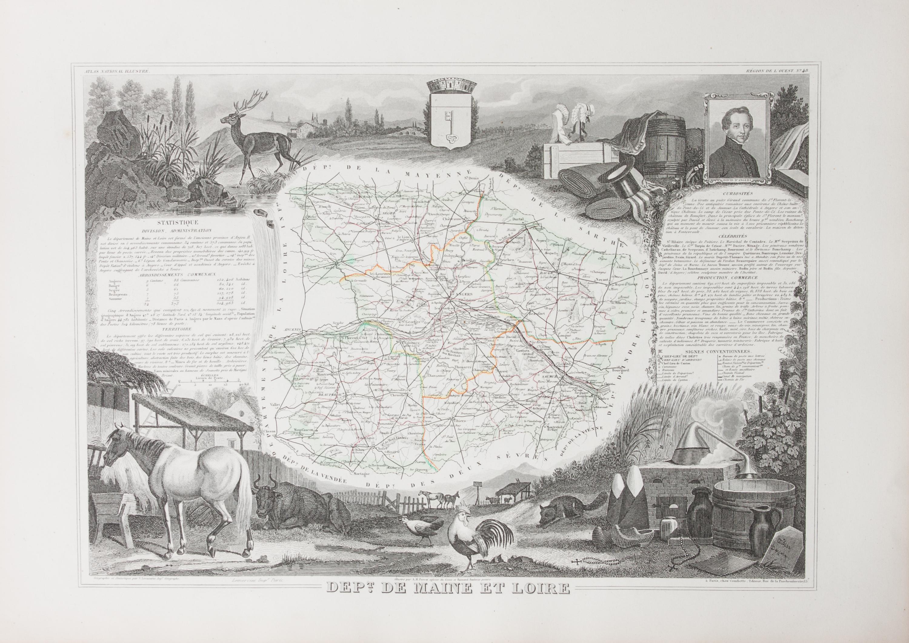 A Collection of Twelve French Engravings, 19TH CENTURY, comprising maps of wine-producing regions from Atlas National Illustre, unframe