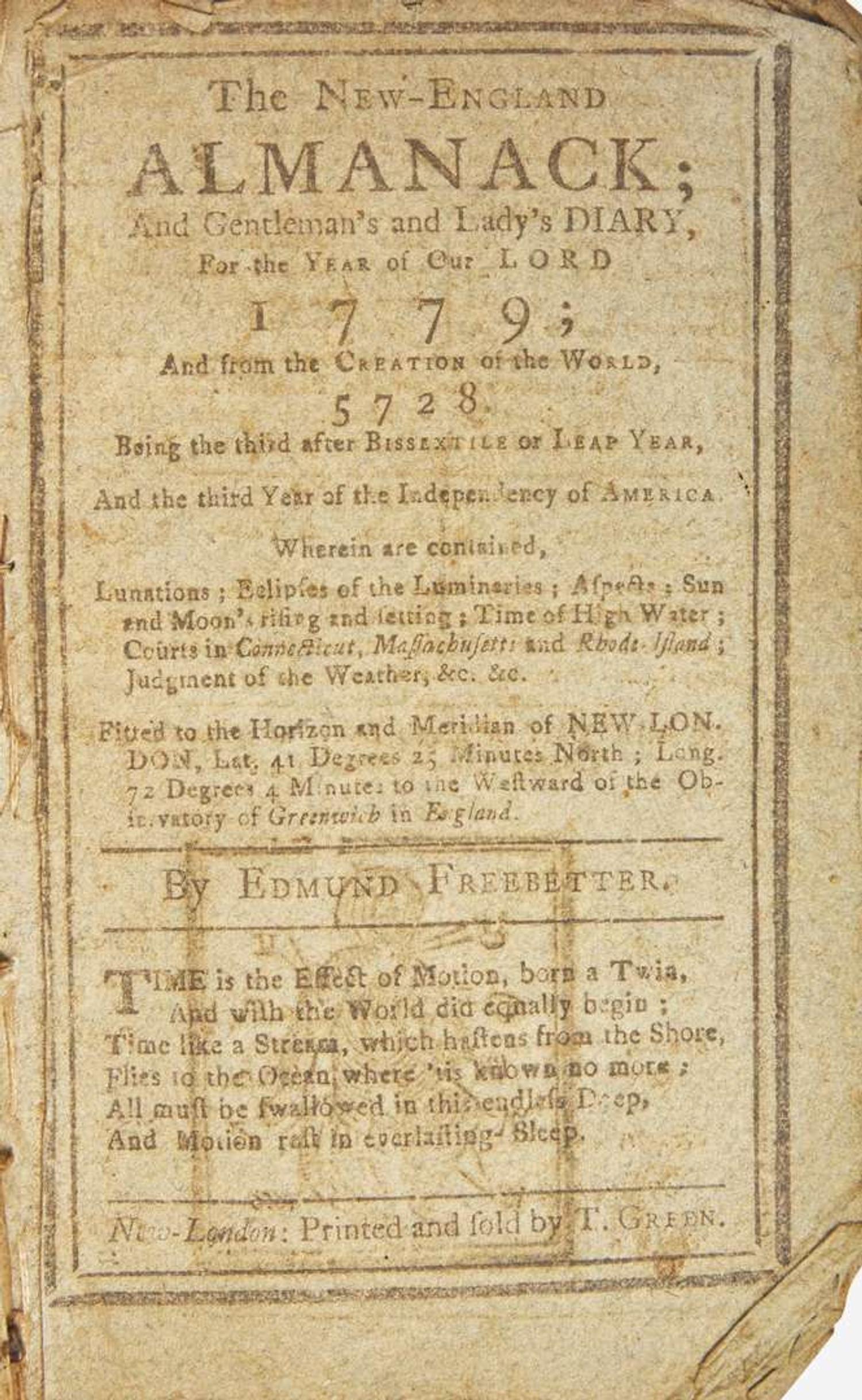 [American Revolution] Revolutionary-Era Sammelband of 4 Connecticut Almanacs