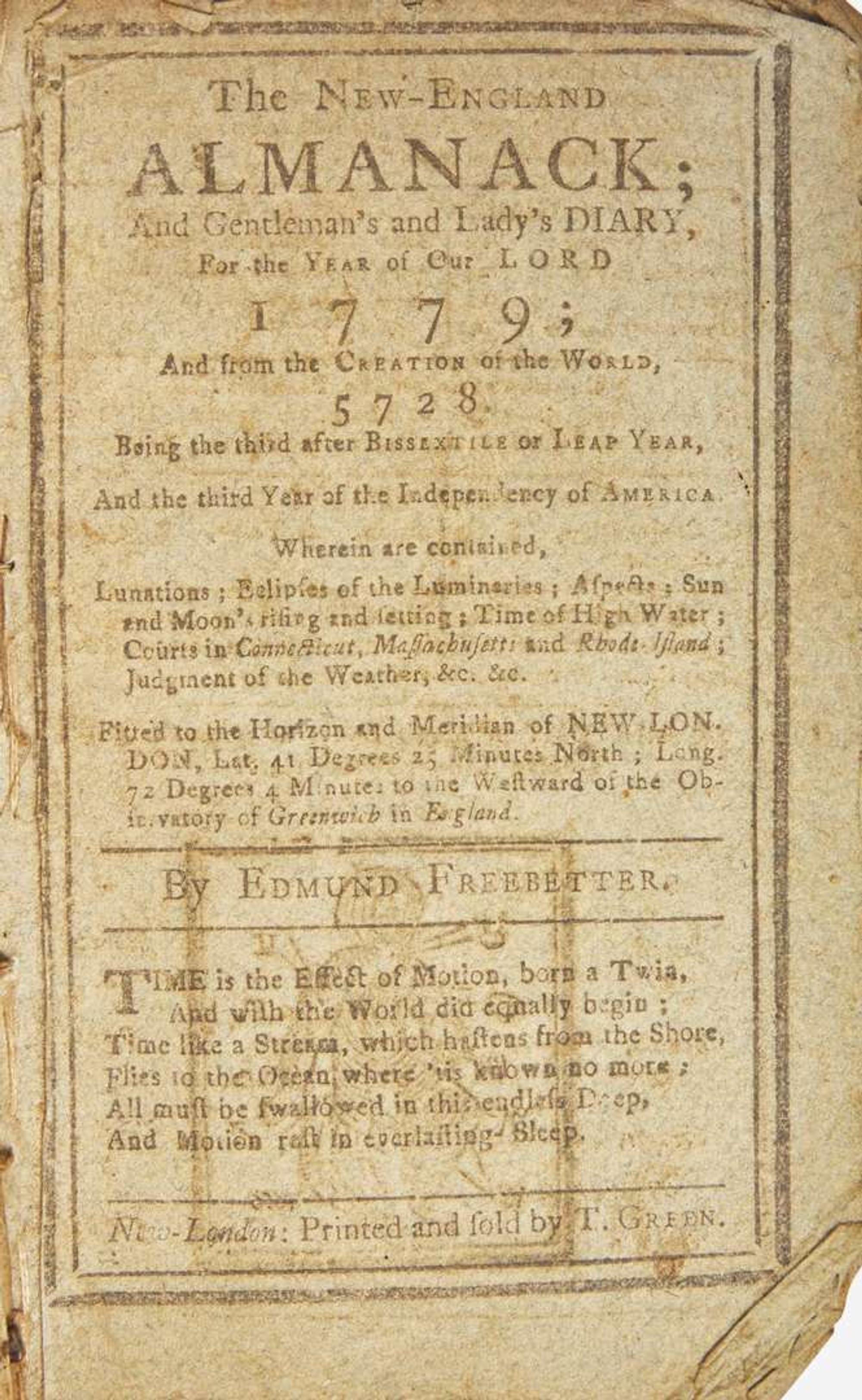 [American Revolution] Revolutionary-Era Sammelband of 4 Connecticut Almanacs