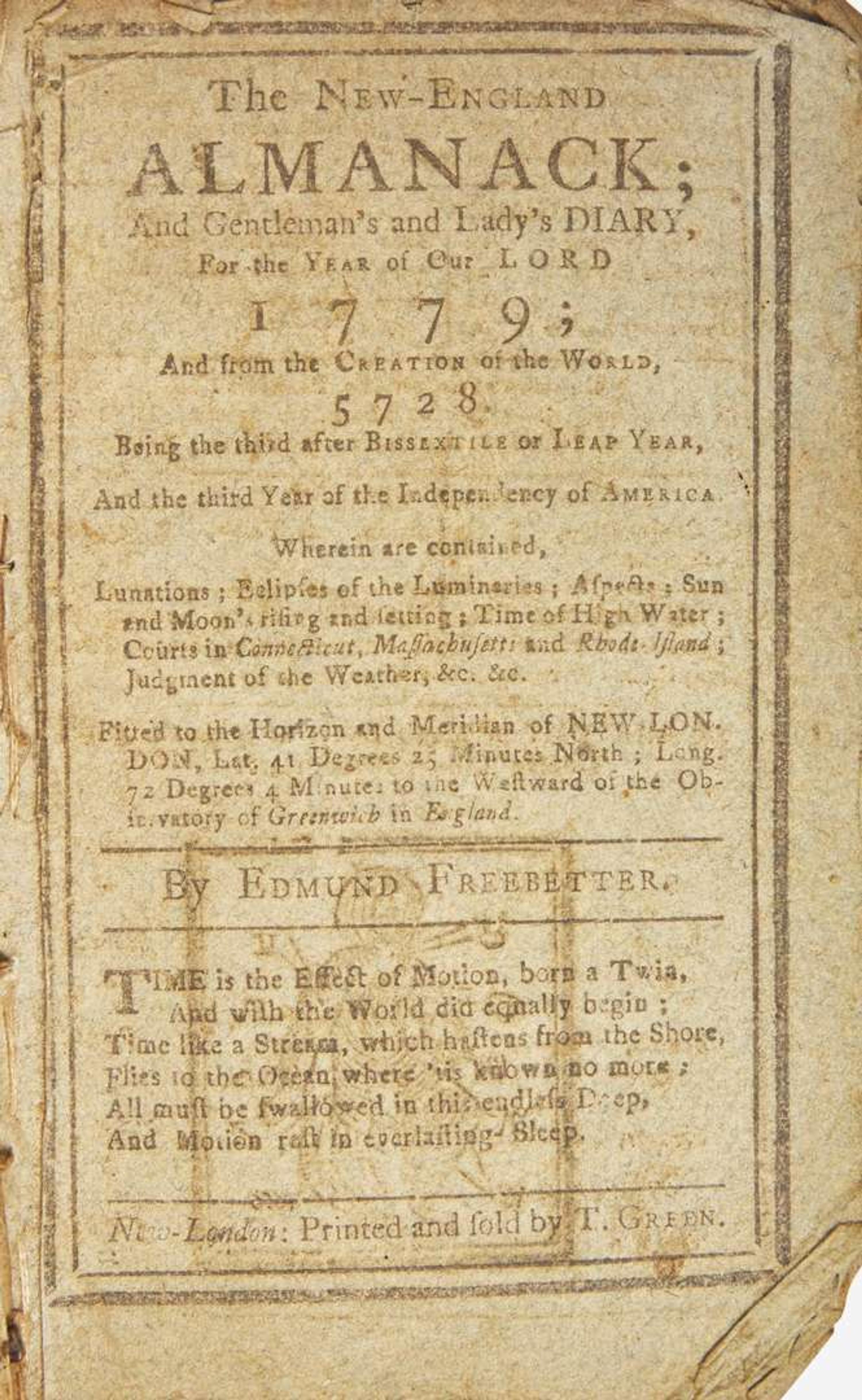 [American Revolution] Revolutionary-Era Sammelband of 4 Connecticut Almanacs