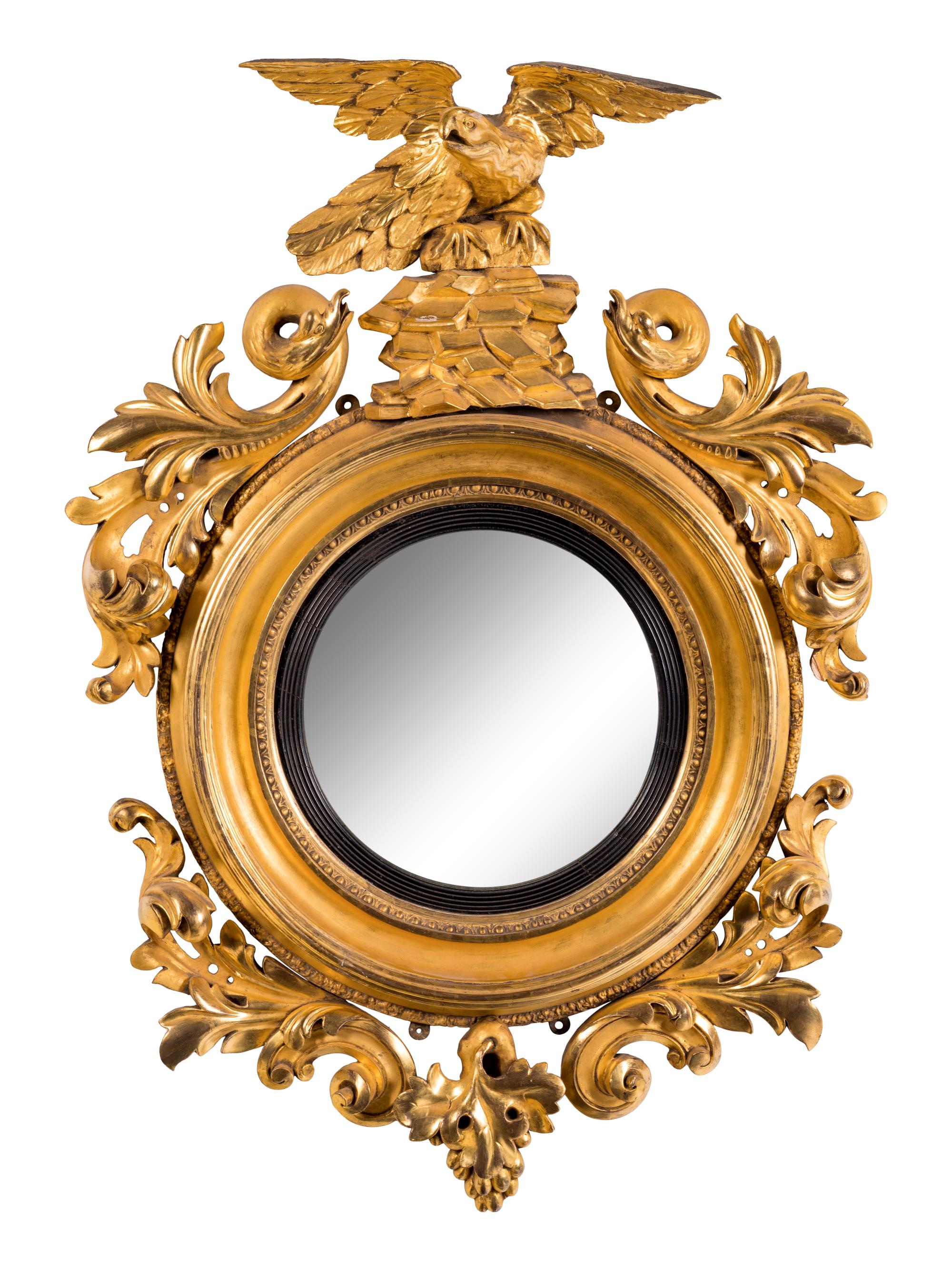 A Regency Giltwood Convex Mirror