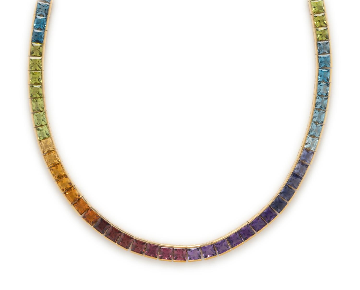 MULTIGEM RAINBOW LINE NECKLACE